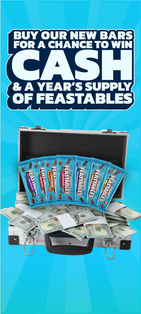 Buy our new bars for a chance to win cash & a year's supply of Feastables!