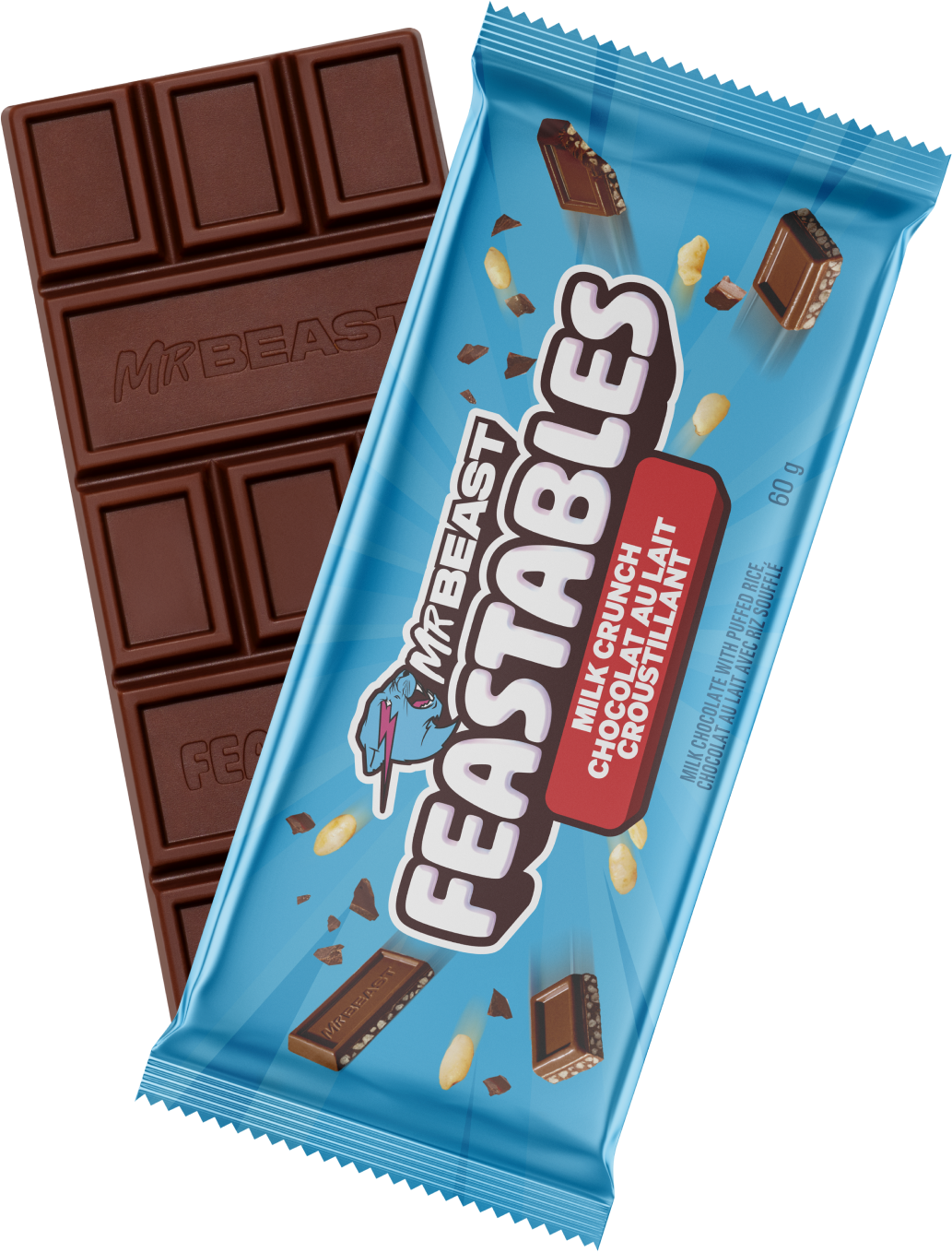 Feastables chocolate bar - Milk crunch / Chocolat au lait croustillant