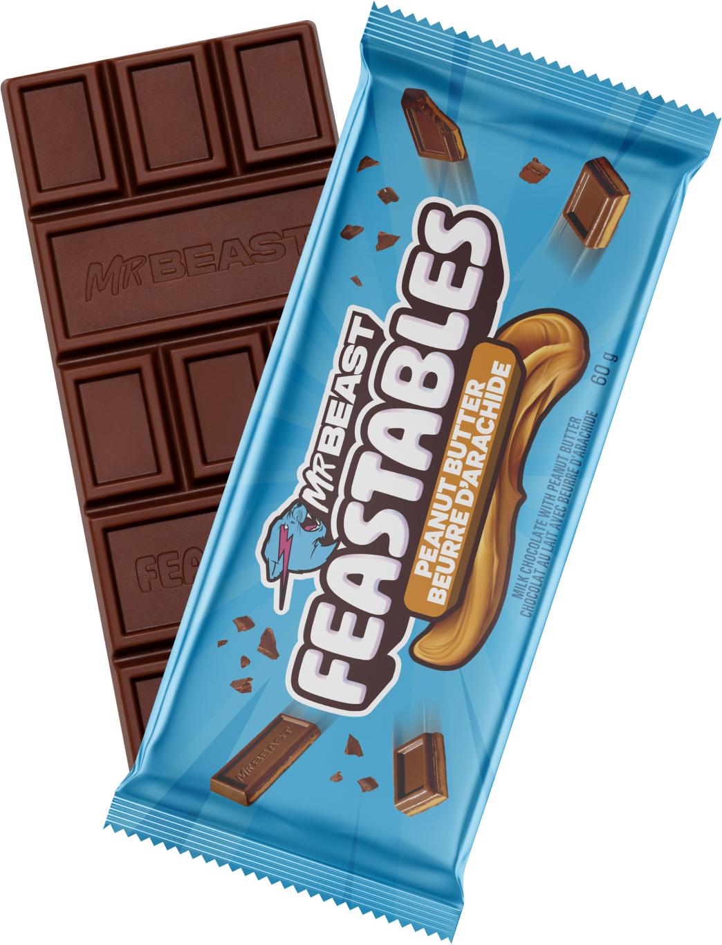 Feastables chocolate bar - Peanut butter / Beurre d'arachide