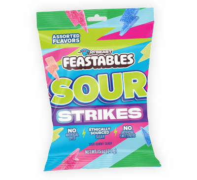 Assorted Flavors Sour Strikes 7.5oz Bag - USGM1007-9X