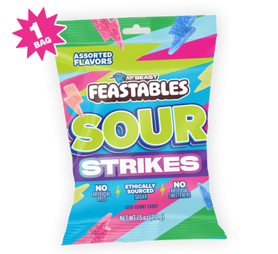 Assorted Flavors Sour Strikes 7.5oz Bag - USGM1007