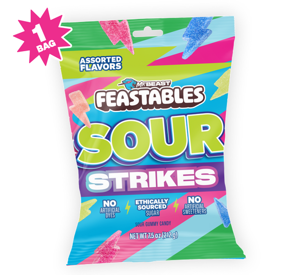 Assorted Flavors Sour Strikes 7.5oz Bag - USGM1007