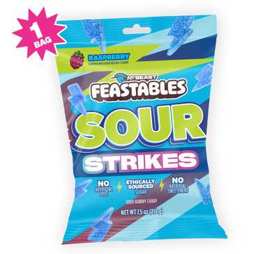 Raspberry Sour Strikes 7.5oz Bag - USGM1005
