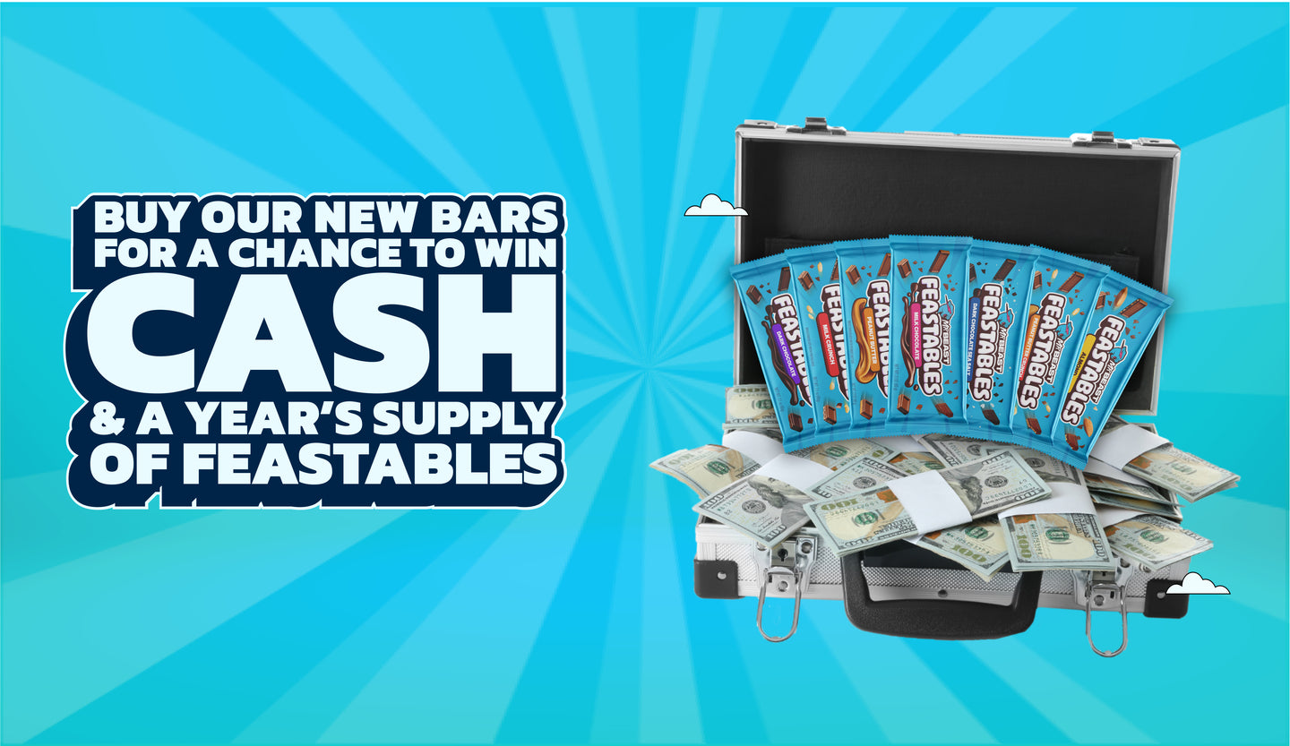 Buy our new bars for a chance to win cash & a year's supply of Feastables!
