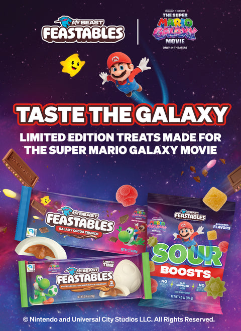 Feastables & The Super Mario Galaxy Movie: Taste the galaxy! Limited edition treats made for The Super Mario Galaxy Movie!